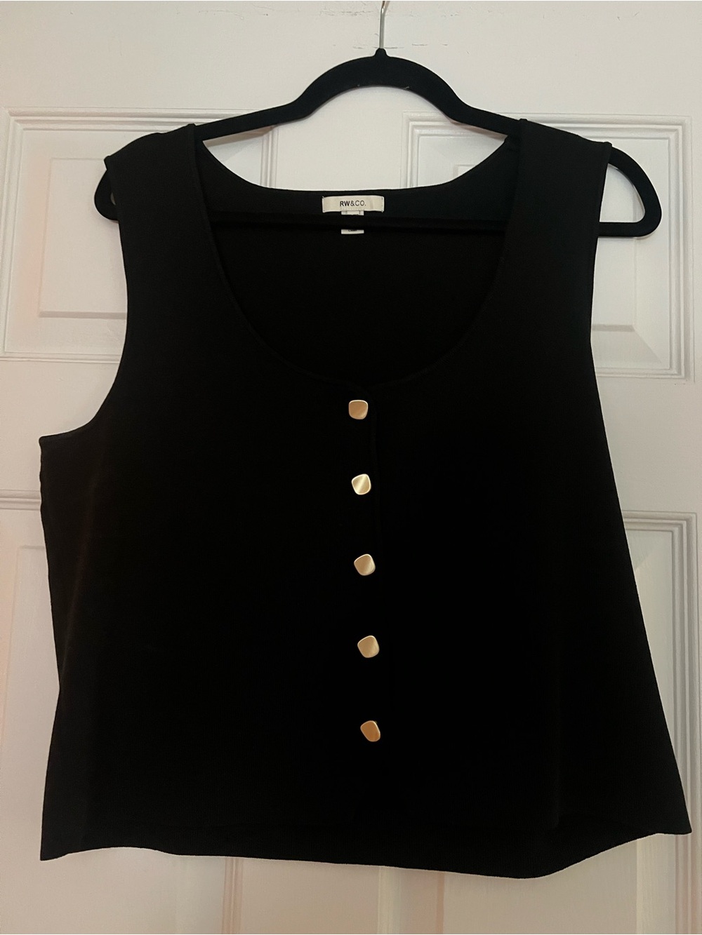 RW&CO. Black Tank Top with Gold Buttons